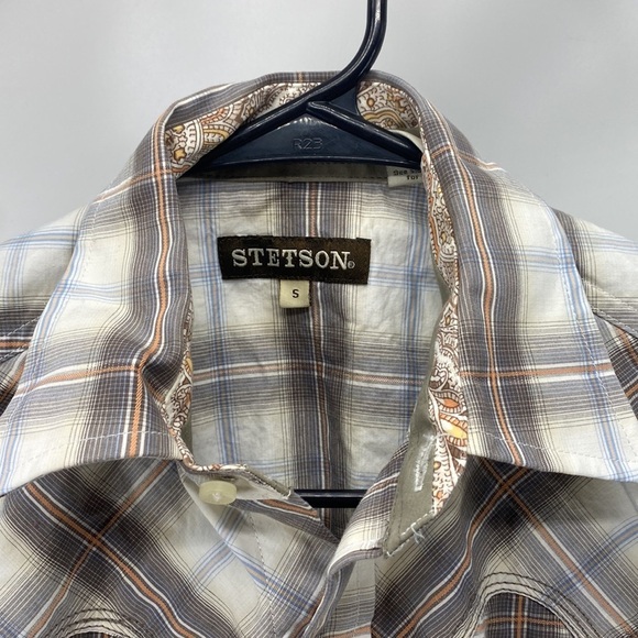 Stetson brown tan snap button down western rodeo country coastal cowboy - Picture 3 of 15